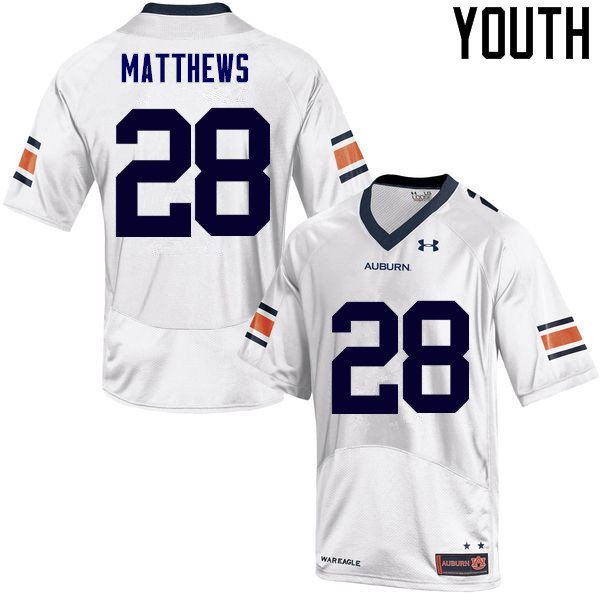 Youth Auburn Tigers #28 Tray Matthews College Football Jerseys Sale-White - Click Image to Close